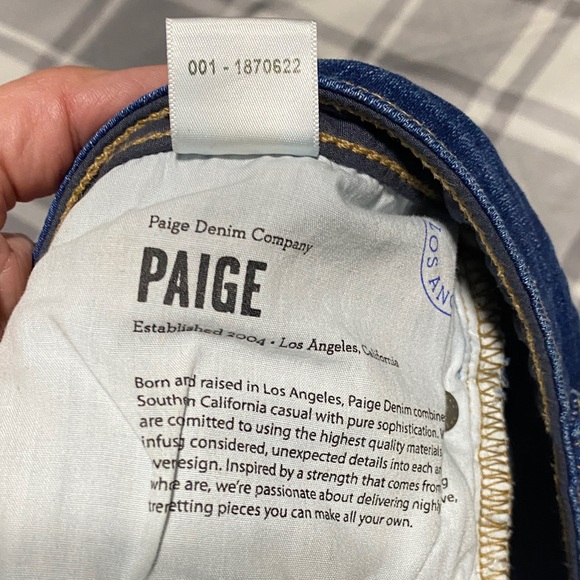 PAIGE Jimmy Jimmy Women's Distressed Dark Blue Jean Shorts Size 27 - Picture 4 of 5